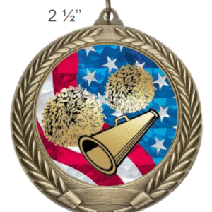 Cheerleader Award Medal – Mylar Design – Gold, Silver, Bronze – 2 1/2" - Image 1