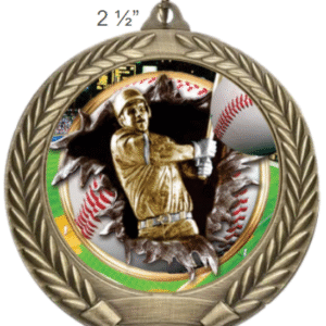 Baseball Award Medal – Ball Design – Gold, Silver, Bronze – 2 1/2" - Image 1