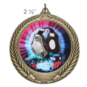 Wrestling Award Medal – Mylar Design – Gold, Silver, Bronze – 2 1/2" - Image 1