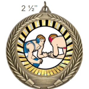 Wrestling Award Medal – Mylar Design – Gold, Silver, Bronze – 2 1/2" - Image 1