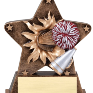 Resin Cheerleader Star Trophy – 5 1/2" – Includes Free Engrave – Perfect for Teams & Tournaments - Image 1