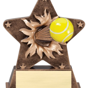 Resin Star Tennis Trophy – 5 1/2" – Includes Free Engrave – Perfect for Teams & Tournaments - Image 1